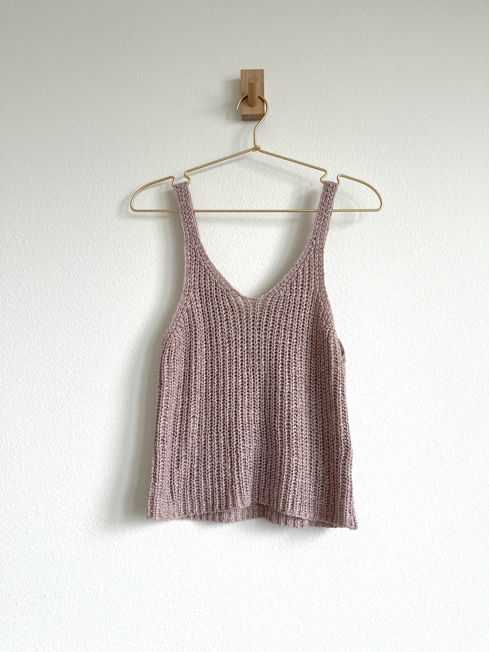 Moon & Madison Crochet Boho Festival Tank Top - Beige Open Knit - Size M